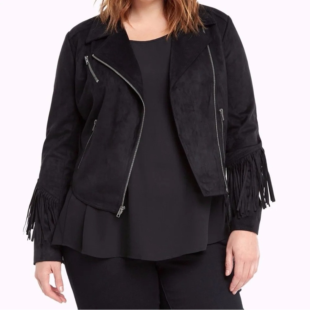 Torrid Faux Suede Fringe Moto Jacket